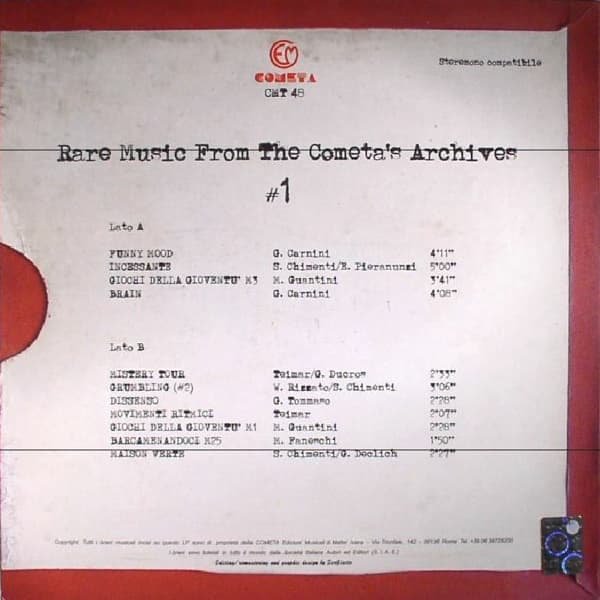 Various / Rare Music From The Cometa's Archives # 1 (LP) - other images