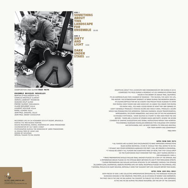 FRED FRITH And Ensemble Musiques Nouvelles / Something About This Landscape For Ensemble (LP) - other images