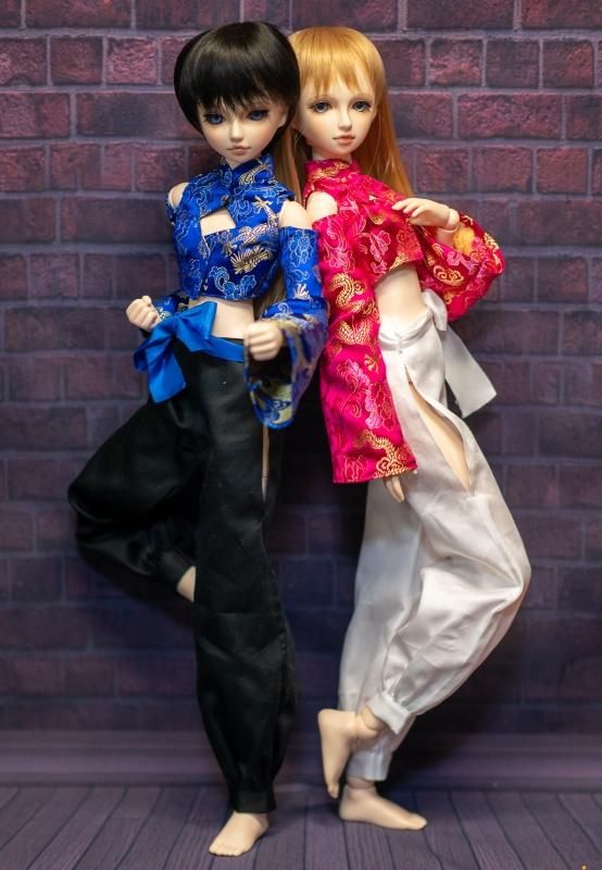 受注】オビツ50 チャイナ服 ピンク×ホワイト HONEY SLASH