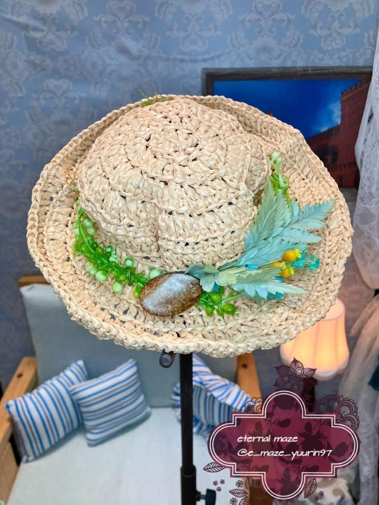 DD・SD・SDMヘッドサイズ エコアンダリヤ手編み麦わら帽子 トロピカル