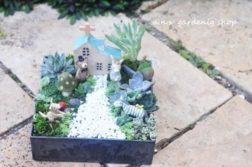 Wedding 箱庭寄せ植え うさぎとくま 送料込み ご注文後の製作 多肉植物やガーデニング用品 アンティークの通販サイト A N S