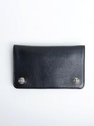 CHROMEHEARTS/1Zip Wallet Cross Button Black Heavy Leather