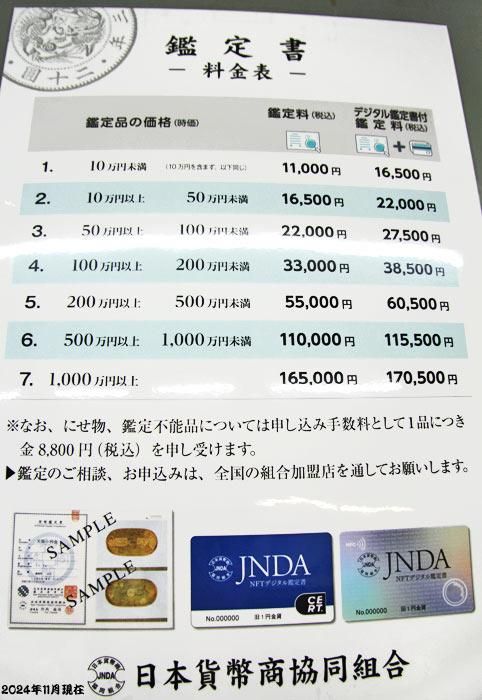 日本貨幣商協同組合鑑定書の料金について - 寺島コイン 日本貨幣商協同組合鑑定書の料金について - 寺島コイン