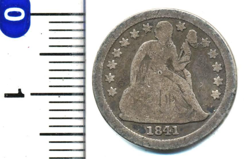 アメリカ 1ダイム銀貨（シーテッドリバティ） 1841 F - 寺島