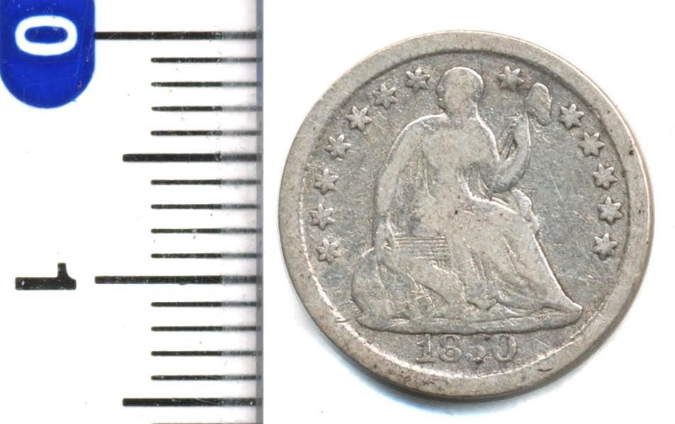 アメリカ ハーフダイム銀貨（シーテッドリバティ） 1850 F