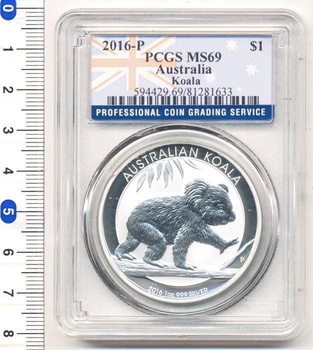 オーストラリア 1ドル銀貨（コアラ） 2016-P MS69 [ PCGS