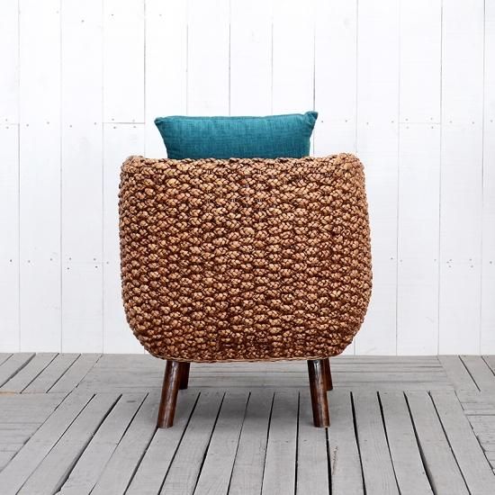 送料無料 ウォーターヒヤシンス【ケヴィン】チェア（ブルークッション