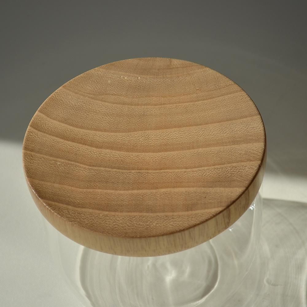 インテリアガラスアート・木製蓋付きキャニスター Mサイズ