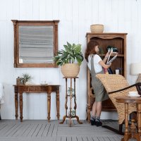 送料無料!チーク・プラントスタンド  フラワースタンド アジアン 木製 アンティーク風 玄関 花台 家具