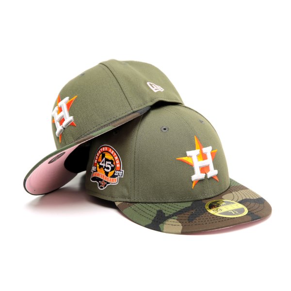 Houston Astros "45th Anniversary" New Era Low Profile 59Fifty Cap Olive [Pink Bottom]