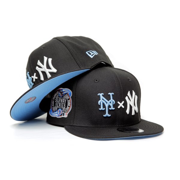 New York Yankees x New York Mets New Era 9Fifty Snap Back Cap Black [Light Blue Bottom]