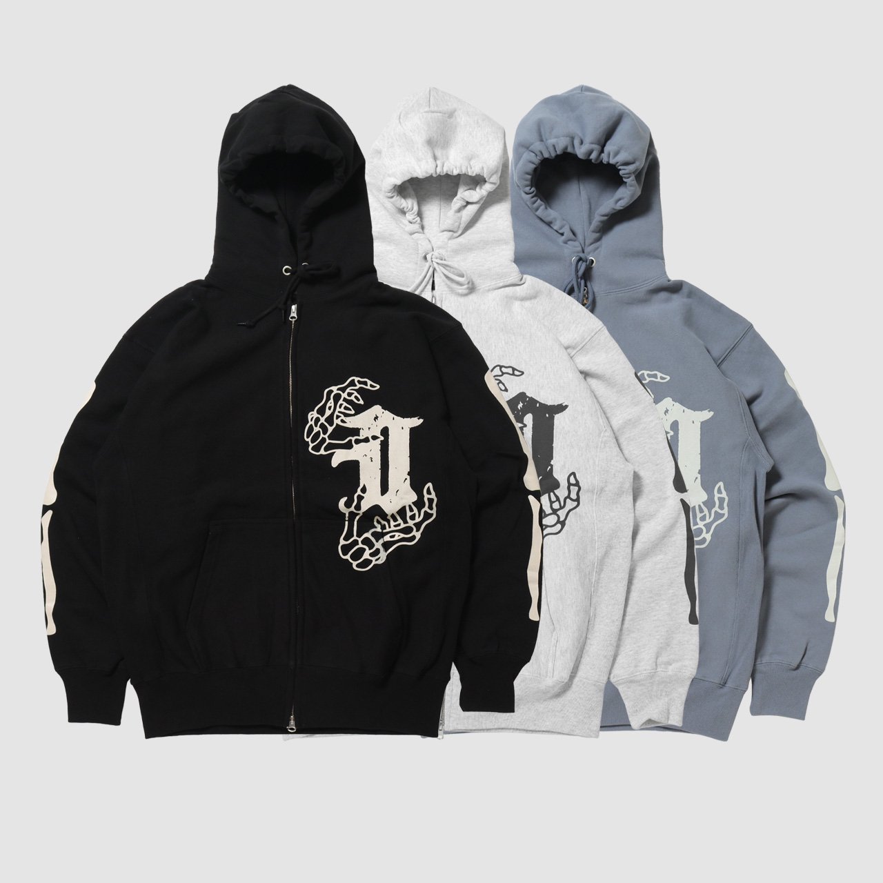 Bones D Logo Zip Up Hooded Sweatshirt