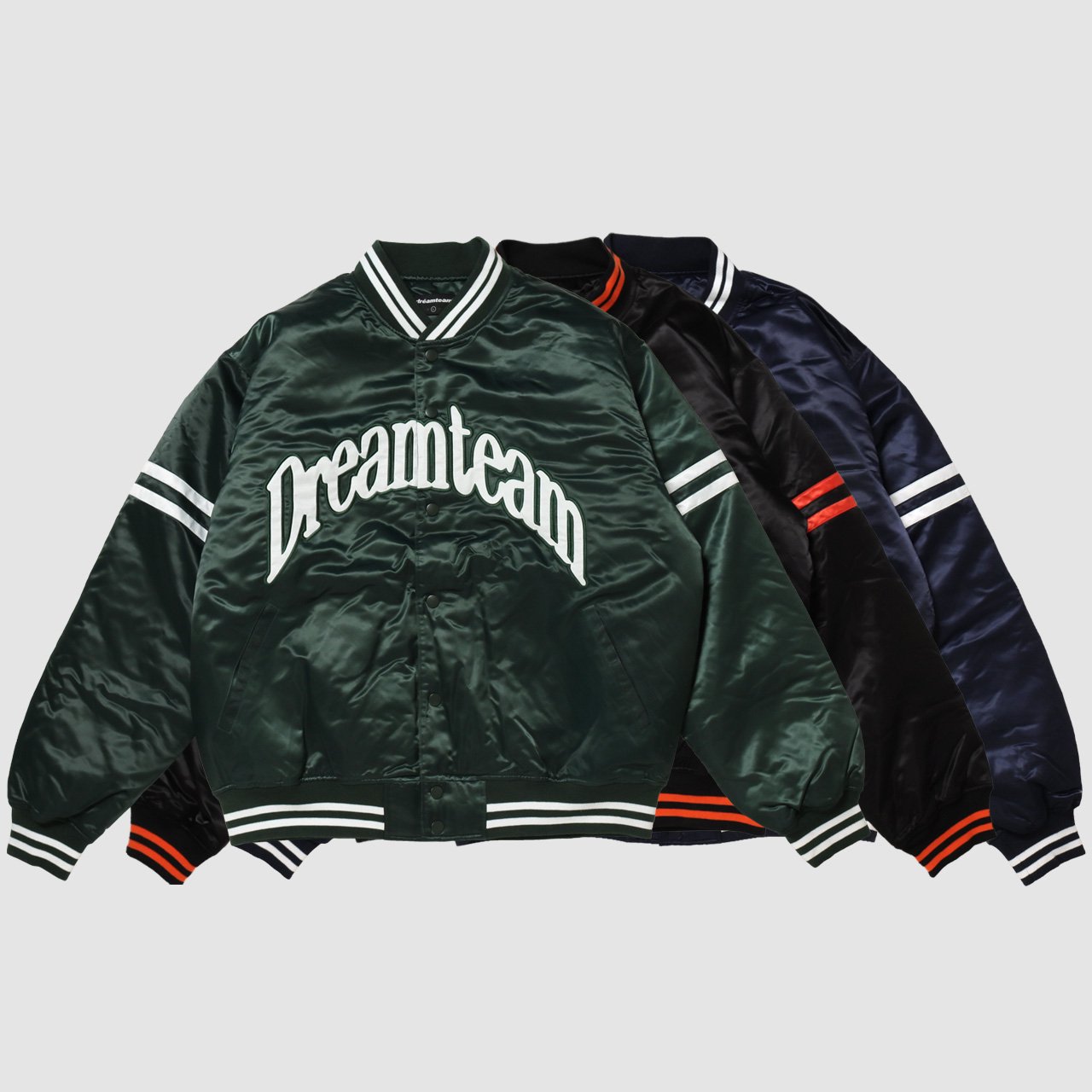 <img class='new_mark_img1' src='https://img.shop-pro.jp/img/new/icons35.gif' style='border:none;display:inline;margin:0px;padding:0px;width:auto;' />Dreamteam Arch logo Satin Bomber Jacket