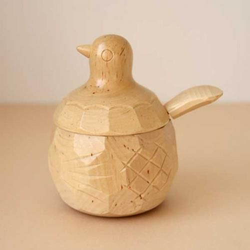 鳩の砂糖壺 カバ材 イエロー 信州 鳩の砂糖壺 カバ材 イエロー 信州