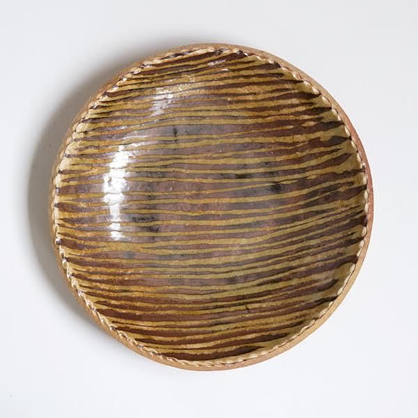 前野直史作スリップウェア　丸皿 25 丹波の作陶家、前野直史くんにスリップウェアの八寸皿を焼い