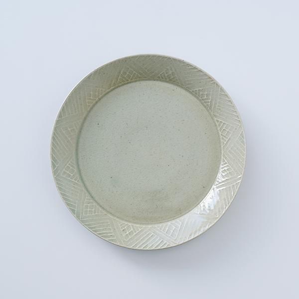 郡司庸久/型打ちプレート 8寸・リム柄