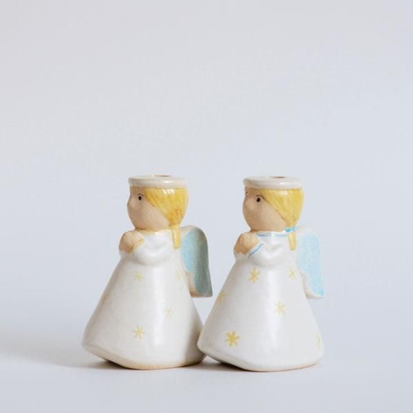 リサラーソン天使の置物 2体セット Lisa Larson（リサラーソン）CANDLE HOLDER LITTLE ANGEL（white