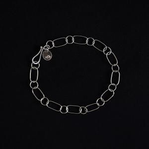 Melissa Joy Manning / Silver Oval and Round Chain Bracelet