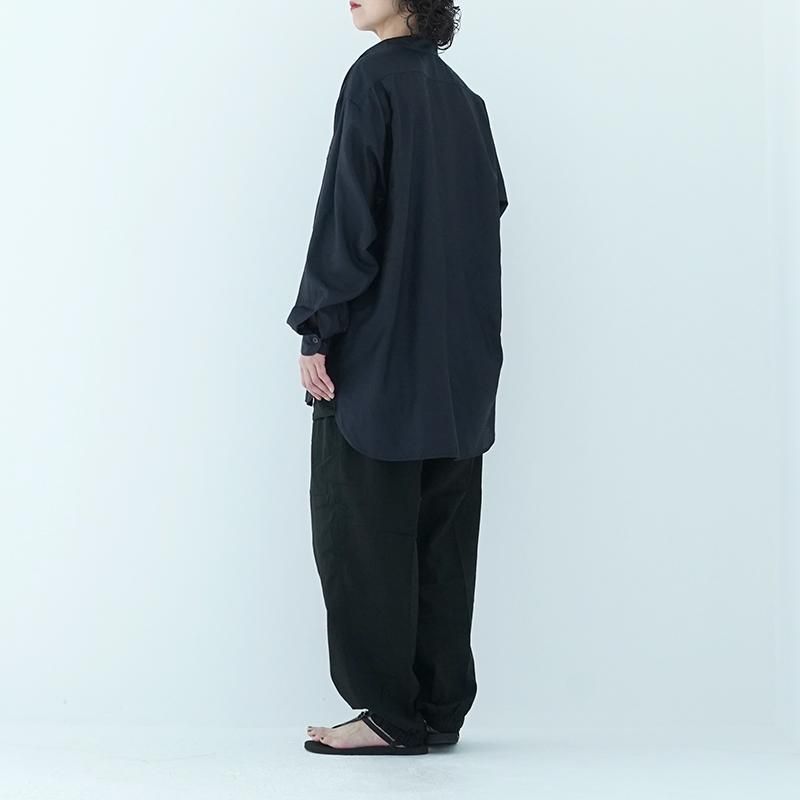 COMOLI 23ss ウールシルクプルオーバーシャツ navy 2-