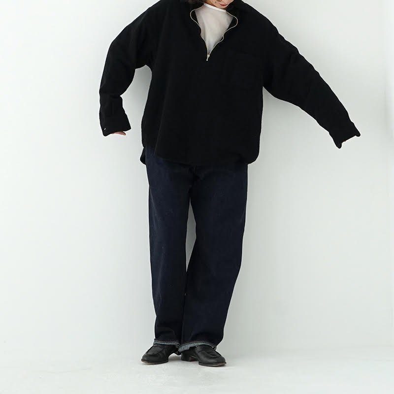 【即完】COMOLI(コモリ) / 縮絨ウール ハーフジップシャツ 23AW