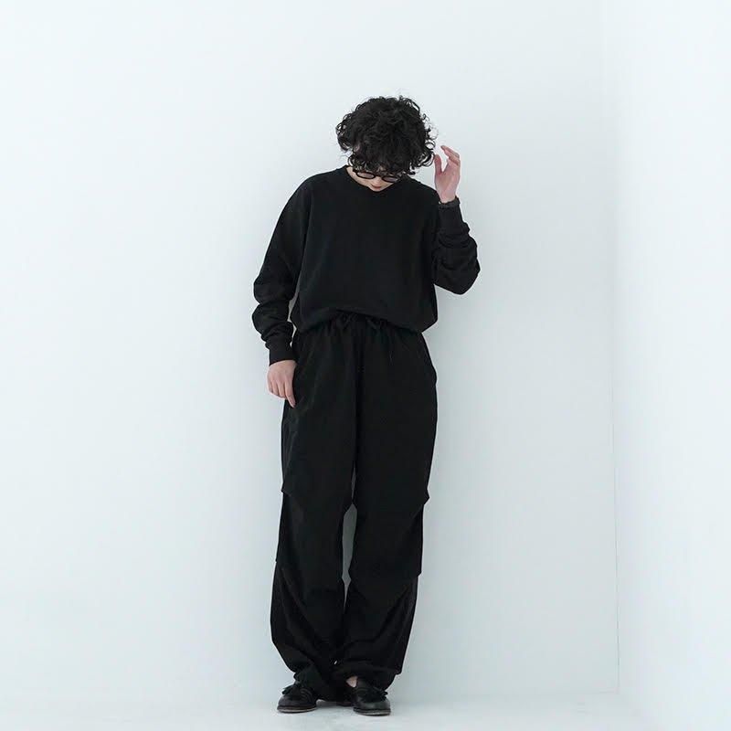 24SS COMOLI コットンジャージニータックパンツ FADE BLACK