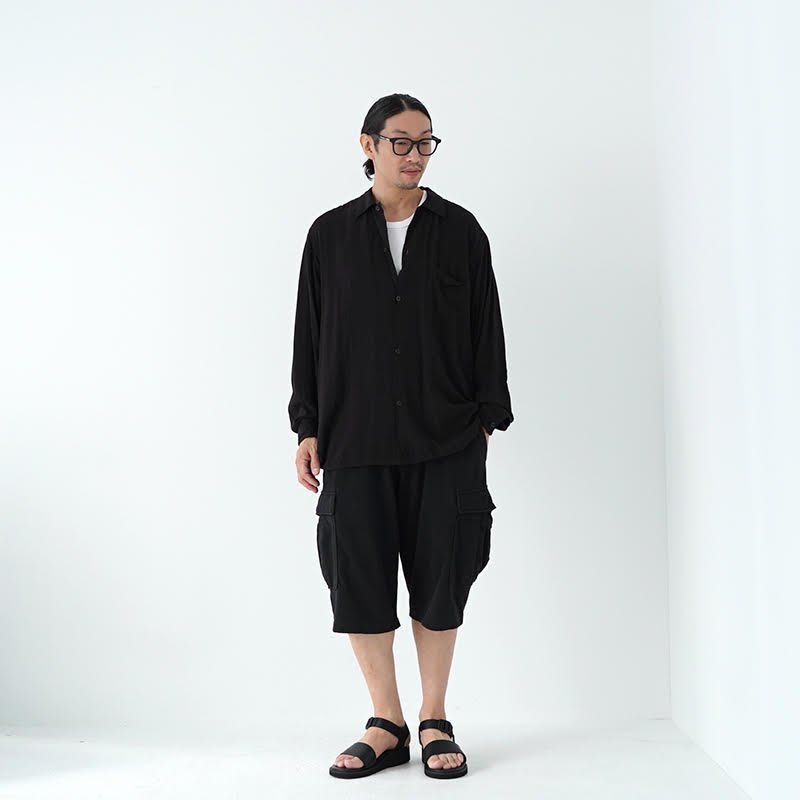 COMOLI / レーヨンチェックオープンカラーシャツ(BLACK) 24SS - dieci｜online shop