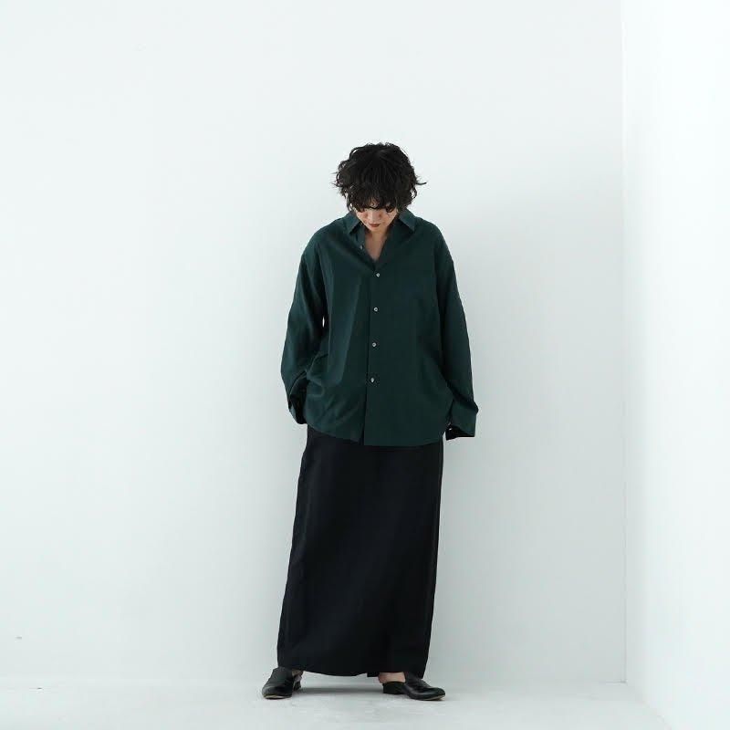 WIRROW ブラック 長袖シャツ WIRROW -Cupro Cotton Regular Collar Shirt, Simple Belt