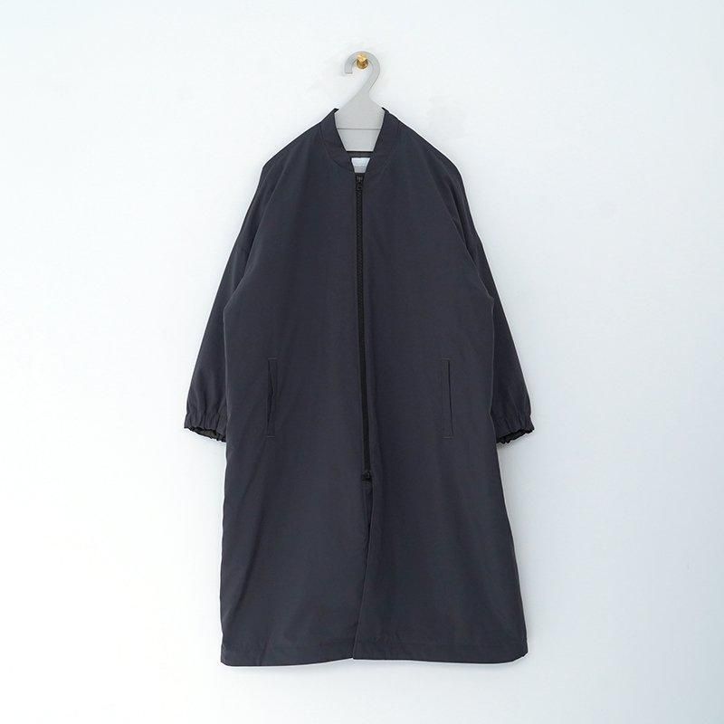 no control air / ポリエステルリンクルタフタ中綿 リブ衿コート