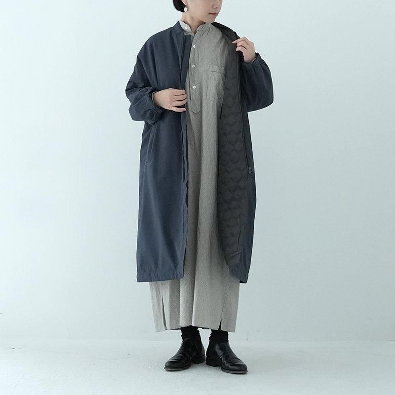 no control air / ポリエステルリンクルタフタ中綿 リブ衿コート