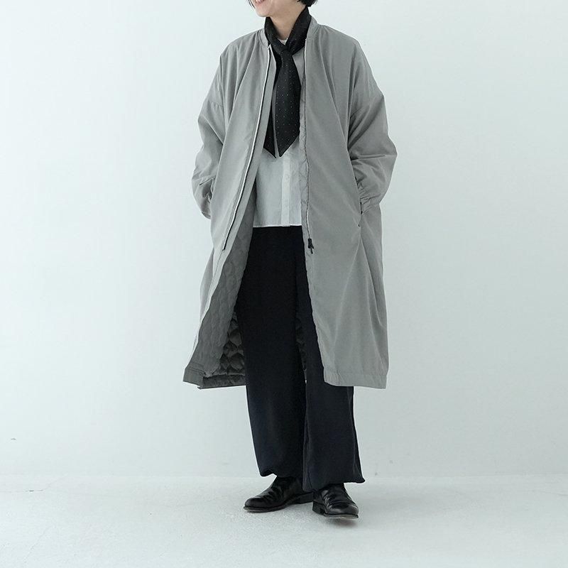 【訳あり】ジャンポールゴルチエ 異素材ドッキング 中綿入りPコート 襟リブニット no control air / ポリエステルリンクルタフタ中綿 リブ衿コート