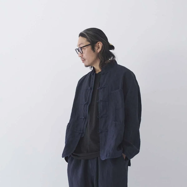 Porter Classic Farmer's Linen Gathered Zip Up Jacket