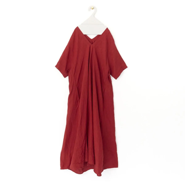 Atelier d'antan / Varda Linen Dress (Dark red)