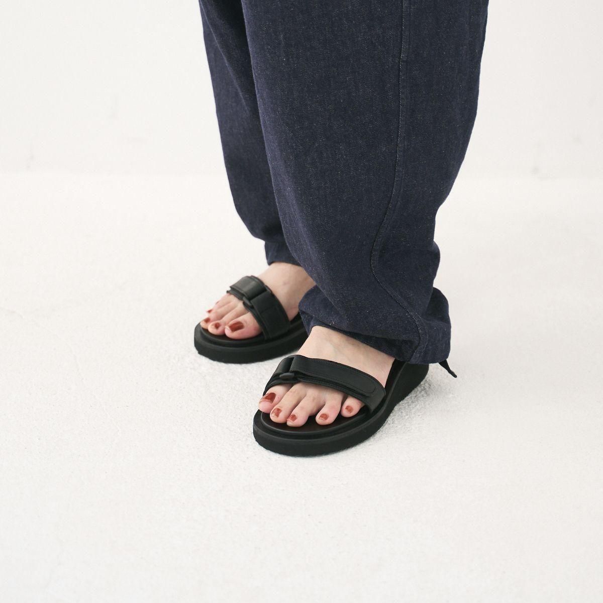 FOOTWORKS / Sandals with Velcro Straps in Smooth Leather(WOMENS