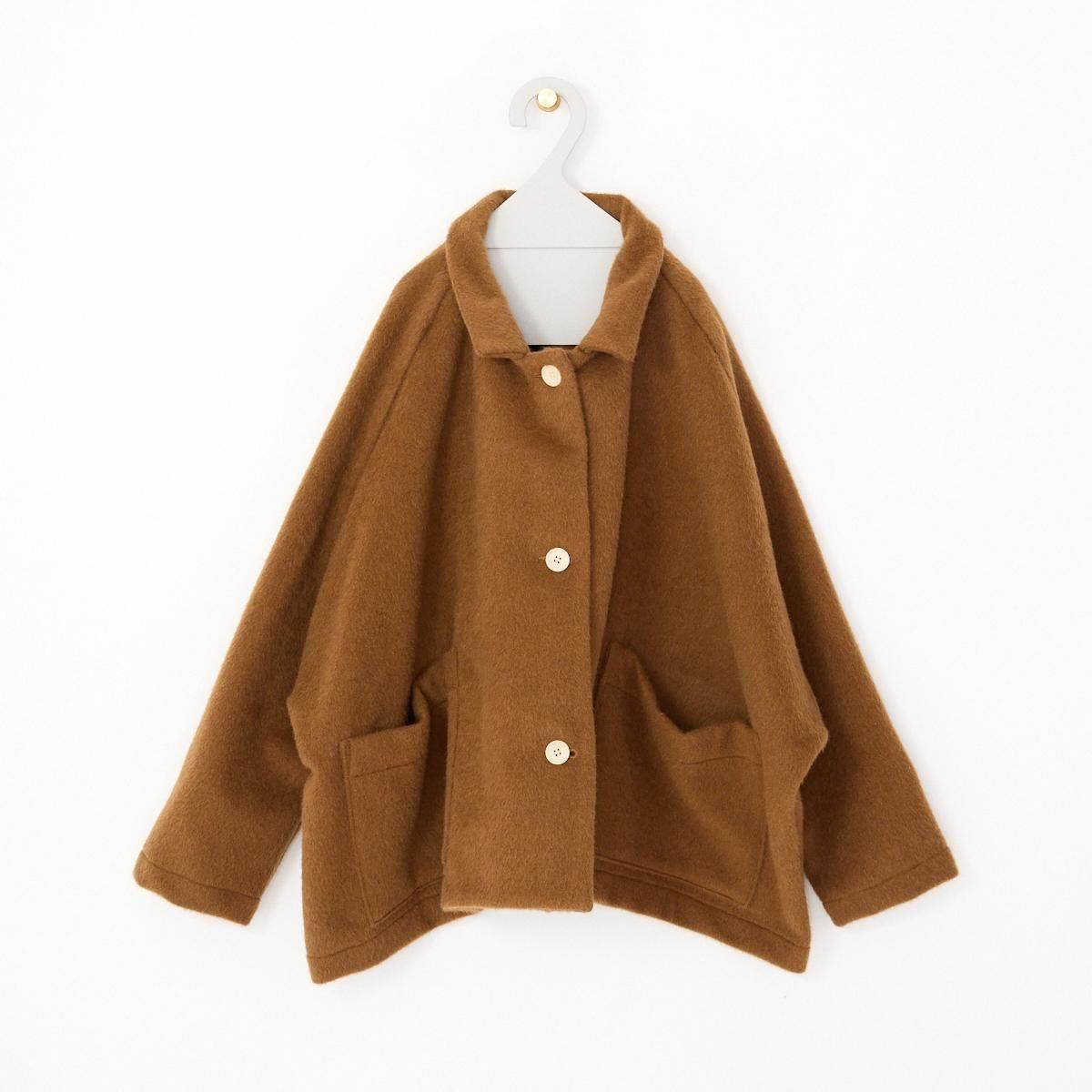 ギャレゴデスポート　ブラウン ウール100%ジャケット オープンフロント GALLEGO DESPORTES /raglan sleeves jacket with big pockets