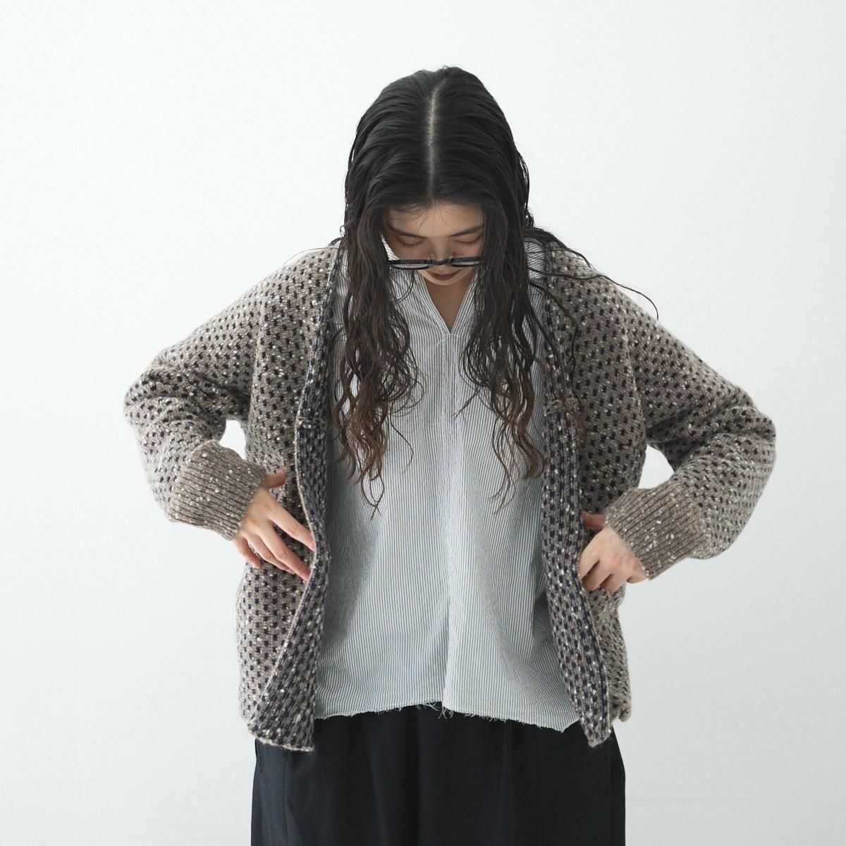 homspun(ホームスパン) /ナチュラルネップ ジャガード カーディガン