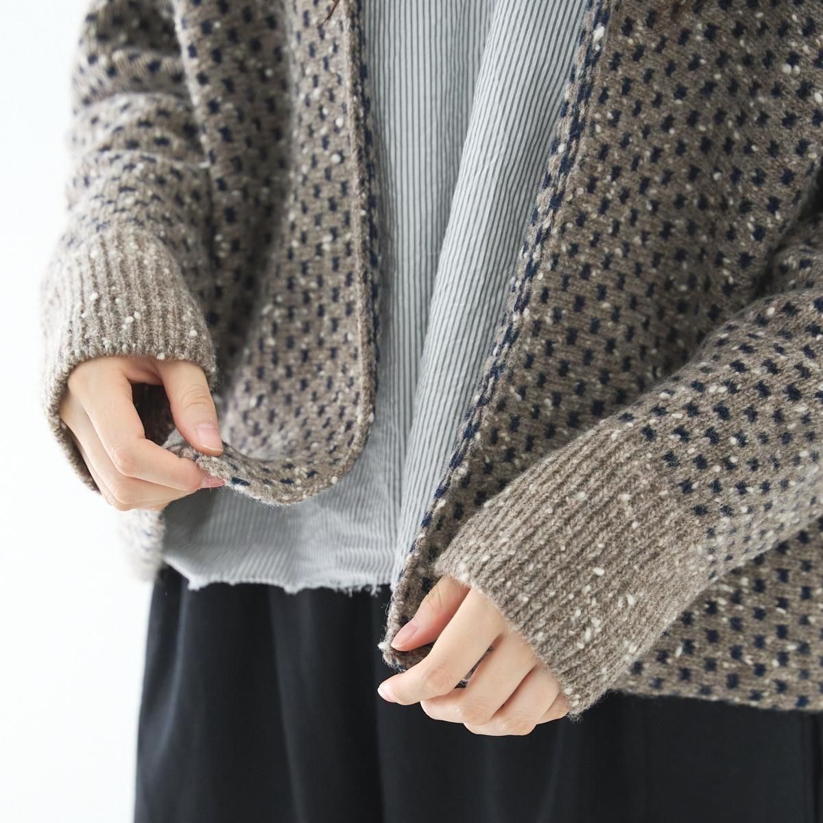 homspun(ホームスパン) /ナチュラルネップ ジャガード カーディガン