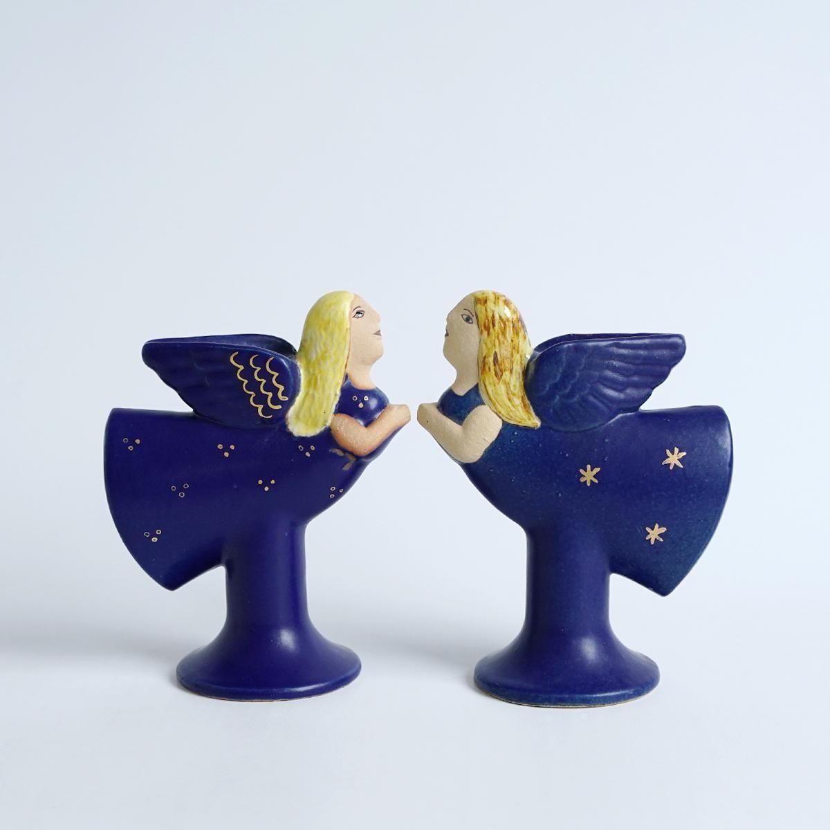 Lisa Larson（リサ・ラーソン）CANDLE HOLDER flying angel 天使 [BLUE