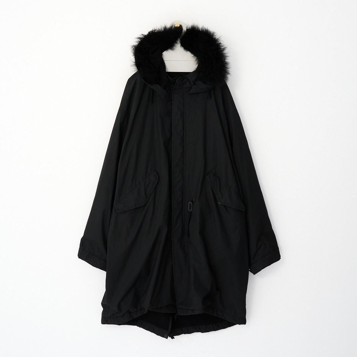 comoli 16aw フーデットコート 黒 1 COMOLI / コットンナイロン ミリタリーフーデットコート - dieci