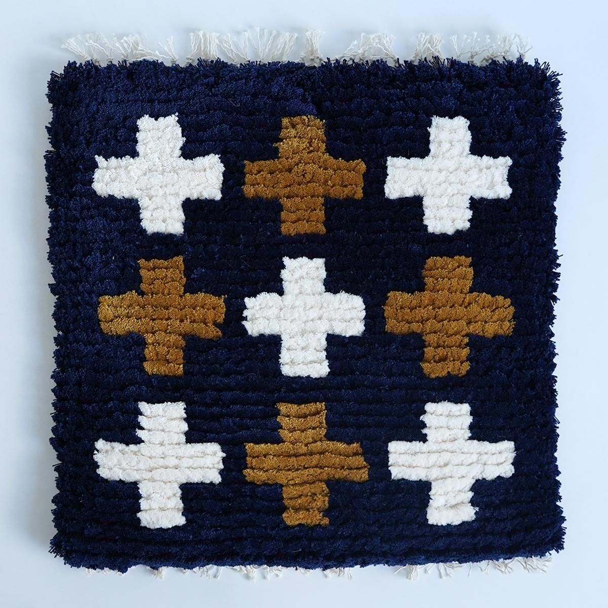 倉敷ノッティング　木綿 2025倉敷ノッティング・コットン 大 A(ネイビー×キャメル×ホワイト）