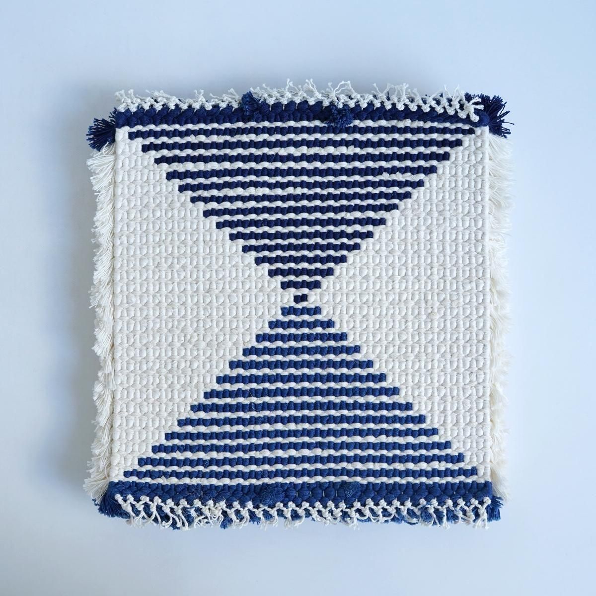 2025倉敷ノッティング・コットン 小 A (ホワイト×ブルー）