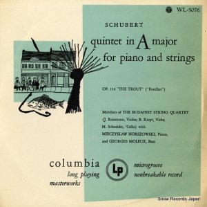 MEMBERS OF THE BUDAPEST STRING QUARTET schubert; quintet in a major for piano and strings, op.114 "t