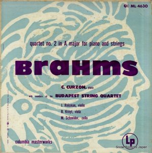 եɡ brahms; quartet no.2 in a major for piano and strings ML4630