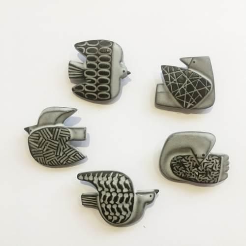 BIRDS' WORDSBIRD TILE BROOCH <WHITE/BLACK>β