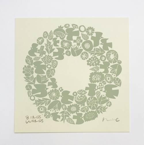 BIRDS' WORDS】SILK SCREEN(WREATH/クリーム×ミストグリーン BIRDS' WORDS】SILK SCREEN(WREATH/クリーム×ミストグリーン