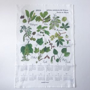 【fog linen work】2023リネンカレンダークロス/イザベル・ボワノ（フランスの木と木の実）