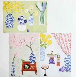 マツモトヨーコ ドローイング 絵画 朝顔 ハガキサイズ マツモトヨーコ