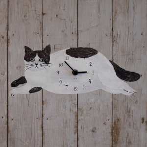 【松尾ミユキ】ダイカットクロック（DiecutClock）/Gray cat