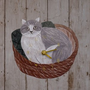 ھߥ業ۥåȥåDiecutClock/Cat in the basket