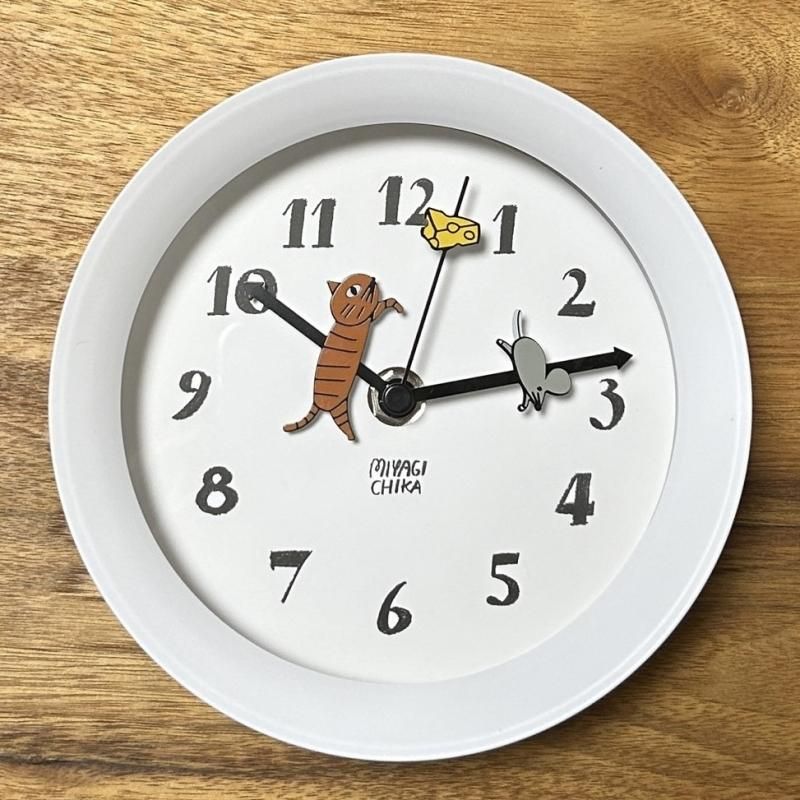 山鳩舎/Yamabatosha】2way clock/CAT(WHITE) - hina®~盛岡の 山鳩舎/Yamabatosha】2way clock/CAT(WHITE) - hina®~盛岡の