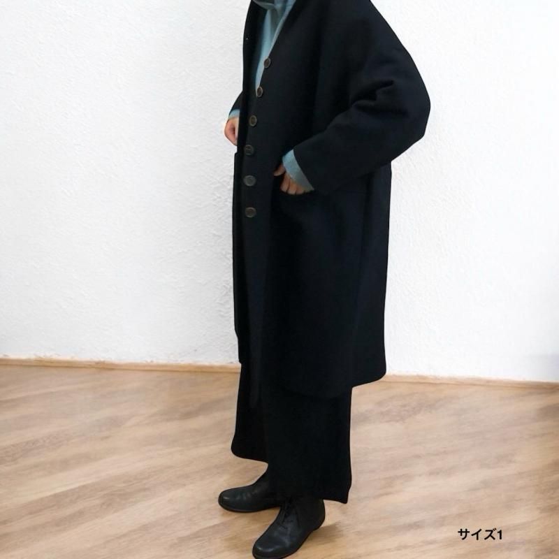 atelier naruse】メルトンウールコクーンコート(ブラック atelier naruse】メルトンウールコクーンコート(ブラック